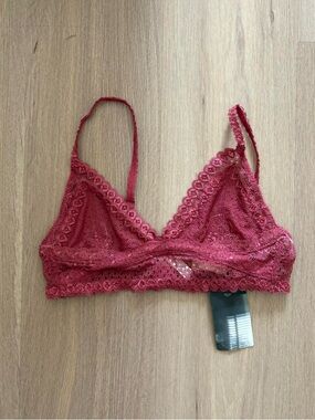 NWT size L dark rose pink lace bralette
